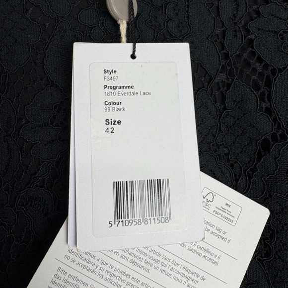NWT Ganni Dress Everdale Lace Floral Lined Long Sleeve Mini Dress Black Size 42 - Picture 7 of 7